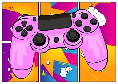 Cartoon Gaming controller, comic book Joystick. Retro vector comics pop art.. イラスト素材