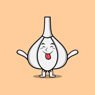 Cartoon Garlic character with flashy expression Stock Illustration