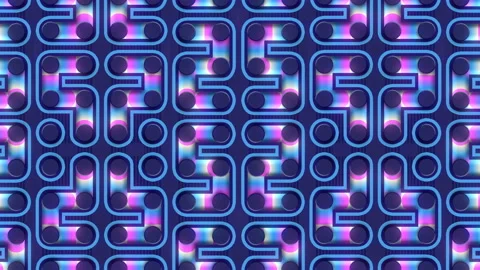 Cartoon geometric pattern with moving neon gradient. 3d rendering animation 4K Stock Footage 231116823