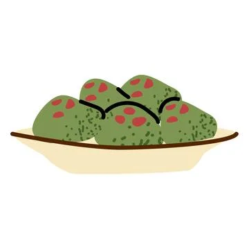 Cartoon Georgian cuisine elements set in retro style. Food of Georgia: khin.. Stock Illustration