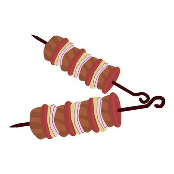 Cartoon Georgian cuisine elements set in retro style. Food of Georgia: khin.. Stock Illustration