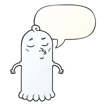 Cartoon ghost and speech bubble in smooth gradient style Ilustração Stock