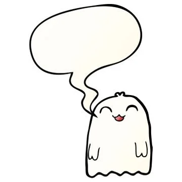 Cartoon ghost and speech bubble in smooth gradient style Ilustração Stock
