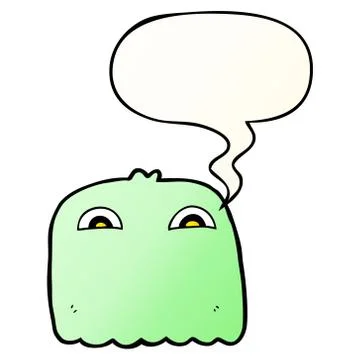 Cartoon ghost and speech bubble in smooth gradient style Ilustração Stock