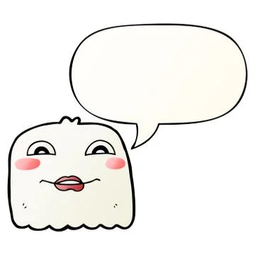 Cartoon ghost and speech bubble in smooth gradient style Ilustração Stock