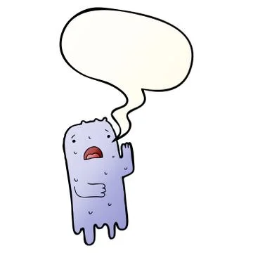 Cartoon ghost and speech bubble in smooth gradient style Ilustração Stock