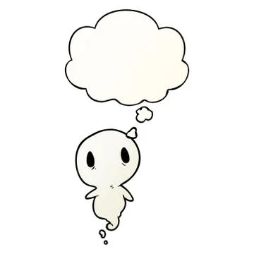 Cartoon ghost and thought bubble in smooth gradient style Ilustração Stock