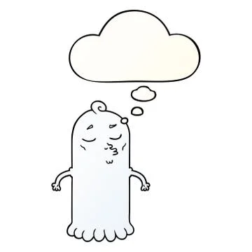 Cartoon ghost and thought bubble in smooth gradient style Ilustração Stock