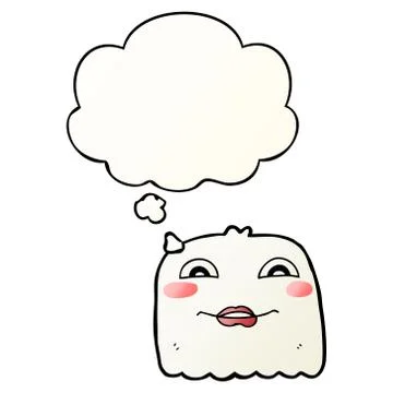 Cartoon ghost and thought bubble in smooth gradient style Ilustração Stock