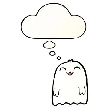 Cartoon ghost and thought bubble in smooth gradient style Ilustração Stock