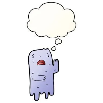 Cartoon ghost and thought bubble in smooth gradient style Ilustração Stock