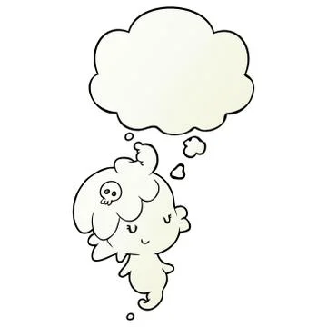 Cartoon ghost and thought bubble in smooth gradient style Ilustração Stock