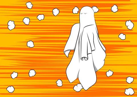 Cartoon Ghost, comic book Paranormal Entity. Retro vector comics pop art de.. Stock-Illustration