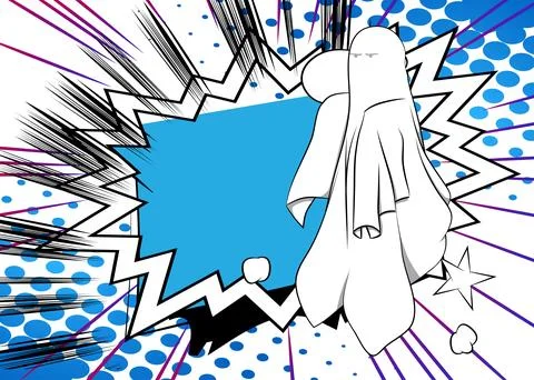 Cartoon Ghost, comic book Paranormal Entity. Retro vector comics pop art de.. Stock Illustration