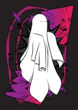 Cartoon Ghost, comic book Paranormal Entity. Retro vector comics pop art de.. Stock-Illustration