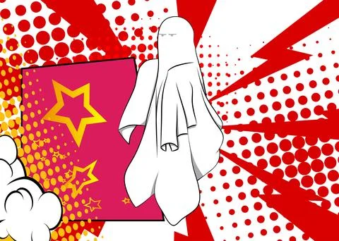 Cartoon Ghost, comic book Paranormal Entity. Retro vector comics pop art de.. Stock-Illustration