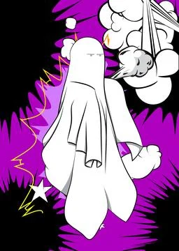 Cartoon Ghost, comic book Paranormal Entity. Retro vector comics pop art de.. Stock-Illustration