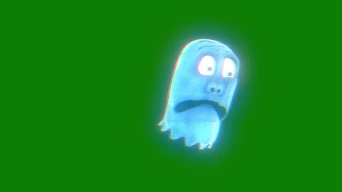 Cartoon Ghost Green Screen 3D Animation 4K Stock Footage