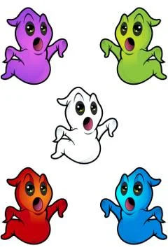 Cartoon Ghosts Looking Shocked Stock Illustration
