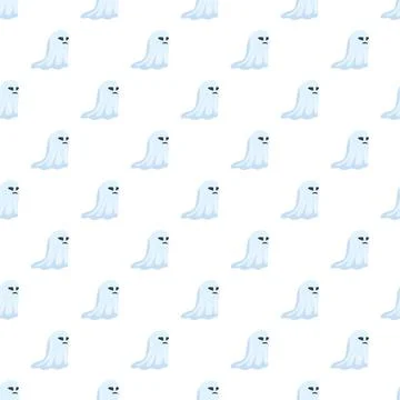 Cartoon ghosts seamless pattern for halloween background Stock Illustration