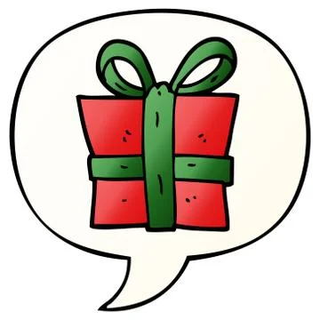 Cartoon gift and speech bubble in smooth gradient style Illustrazione stock