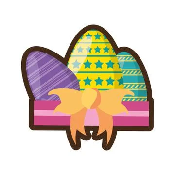 Cartoon gift box easter eggs ornament party Illustrazione stock