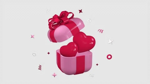 Cartoon gift box with hearts on a seamless loop Stock Footage 282701397