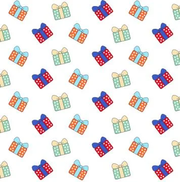 Cartoon gift boxes pattern on white background 스톡 일러스트