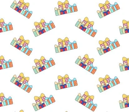 Cartoon gift boxes pattern on white background Illustrazione stock
