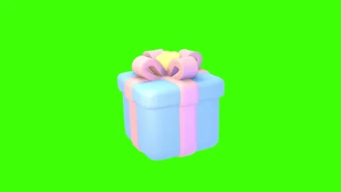Cartoon gift object on green screen Stock Footage 247454350