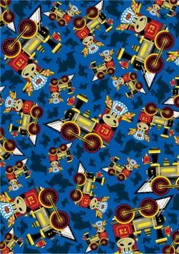 Cartoon Giraffe and Train Pattern Stock Illustration