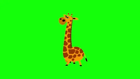 Cartoon giraffe flat design children animation walking cycle greenbox Stock Footage 247528505