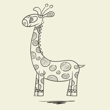 Cartoon giraffe sketch Stock Illustration