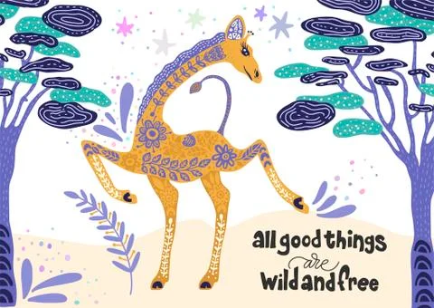 Cartoon giraffe vector illustration. Stock Illustration