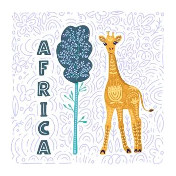 Cartoon giraffe vector illustration. Stock Illustration