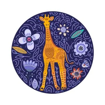 Cartoon giraffe vector illustration. Stock Illustration