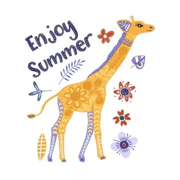 Cartoon giraffe vector illustration. Stock Illustration