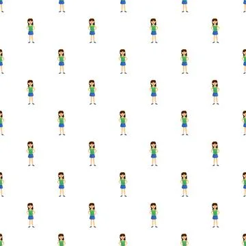 Cartoon girl character repeating pattern background design 스톡 일러스트