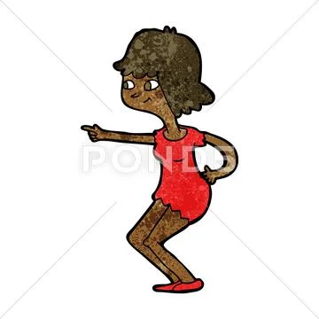 Cartoon girl pointing Stock Illustration