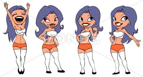 Cartoon girl - soccer fan. Stock Illustration