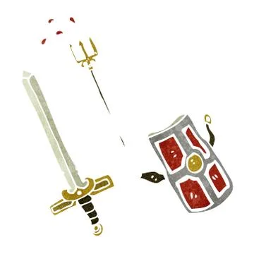 Cartoon gladiator weapons Illustrazione stock