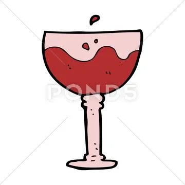 Cartoon glass of red wine Stock Illustration