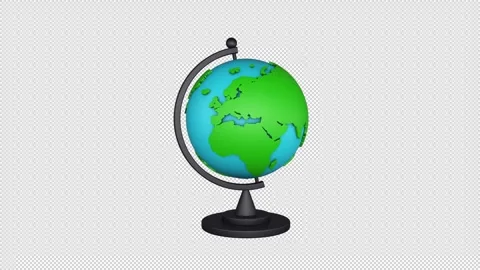 Cartoon globe model, 3D animation on a transparent alpha channel background Stock Footage 280475823