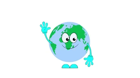 A cartoon globe waves its hand. Greetings from the globe. Animation. Stock Footage 162751473