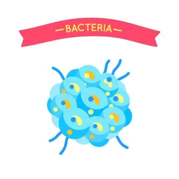 Cartoon Globular Bacteria with Bubbles and Feelers Stock Illustration