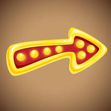 Cartoon glowing arrow pointing. Vector illustration. Street sign Simple ui item Stock Illustration