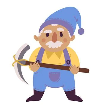 Cartoon gnome miner vector icon. Hand drawn illustration isolated on white Stock Illustration