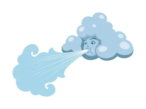 Cartoon god of wind cloud blowing for pirates game Stockillustratie