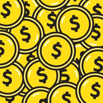 Cartoon Gold Dollar Coin Pattern Stock Illustration