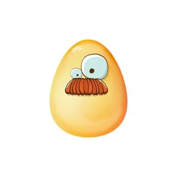 Cartoon golden easter egg cartoon characters isolated on white background. Gold Illustrazione stock